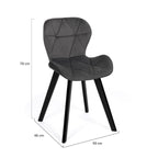 Lot de 4 chaises ROBINE en velours gris foncé pieds noirs