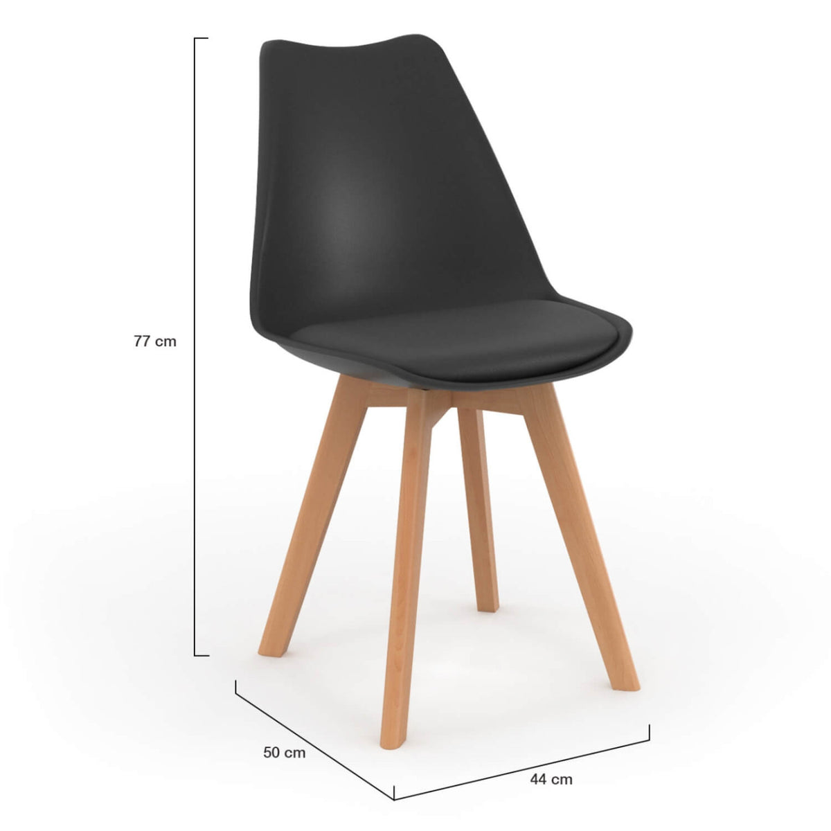 Lot de 4 chaises scandinaves SARA noires pour salle à manger