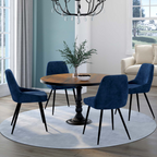 Lot de 4 chaises THALYA en velours bleu avec accoudoirs