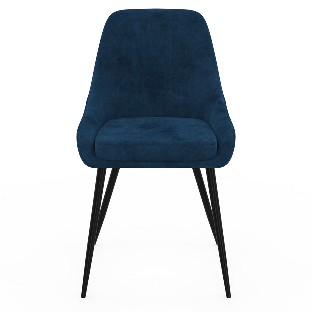 Lot de 4 chaises THALYA en velours bleu avec accoudoirs