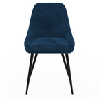 Lot de 4 chaises THALYA en velours bleu avec accoudoirs