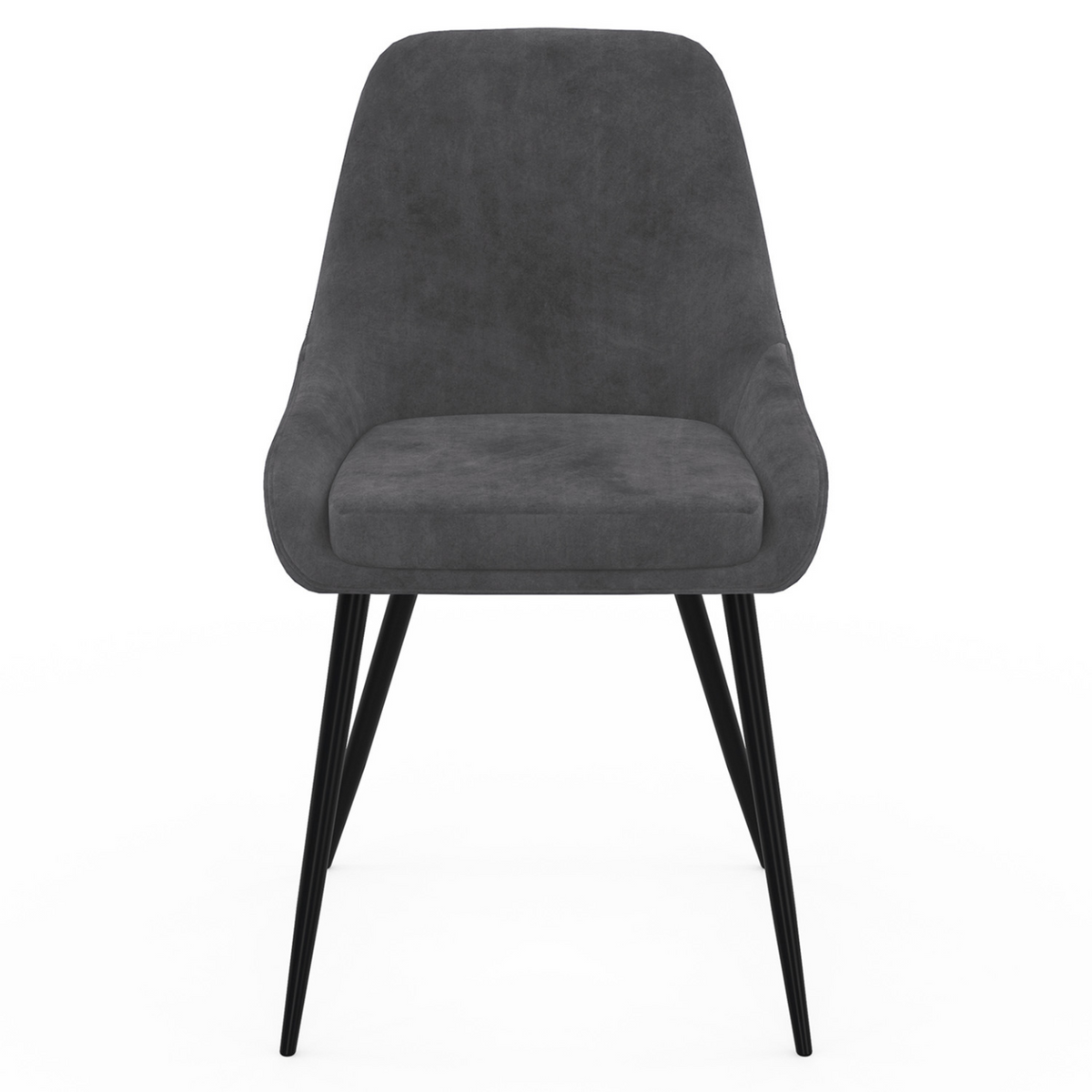Lot de 4 chaises THALYA en velours gris foncé avec accoudoirs