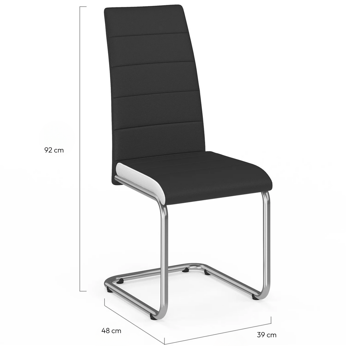 Lot de 6 chaises MIA noires liseré blanc pour salle à manger