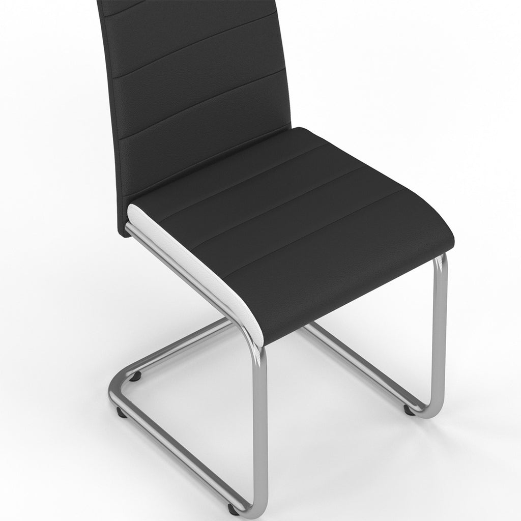 Lot de 6 chaises MIA noires liseré blanc pour salle à manger