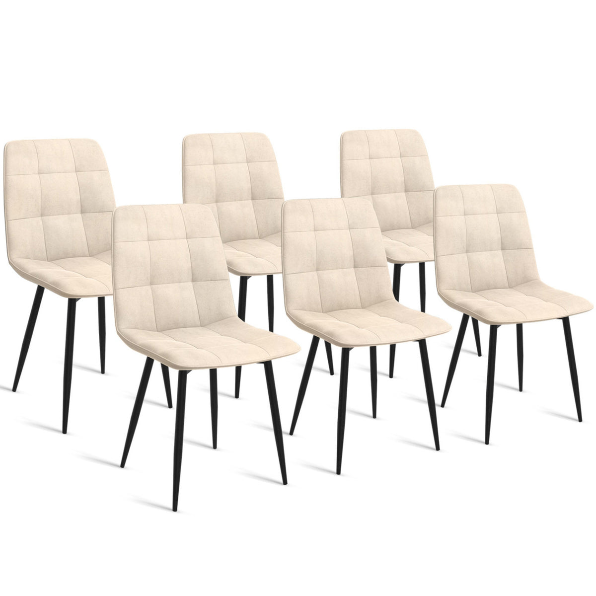 Lot de 6 chaises MILA en velours beige pour salle à manger