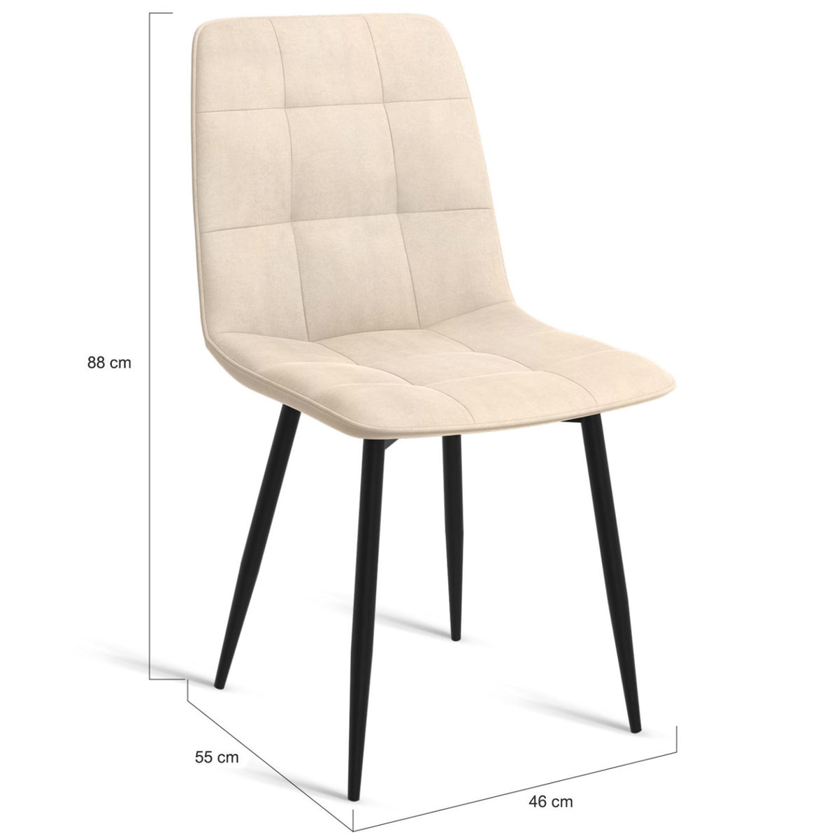 Lot de 6 chaises MILA en velours beige pour salle à manger
