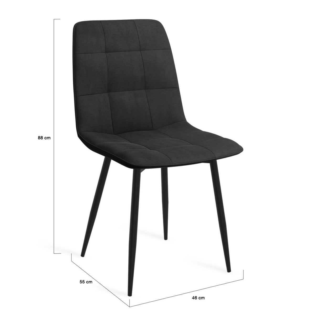 Lot de 6 chaises MILA en velours noir pour salle à manger