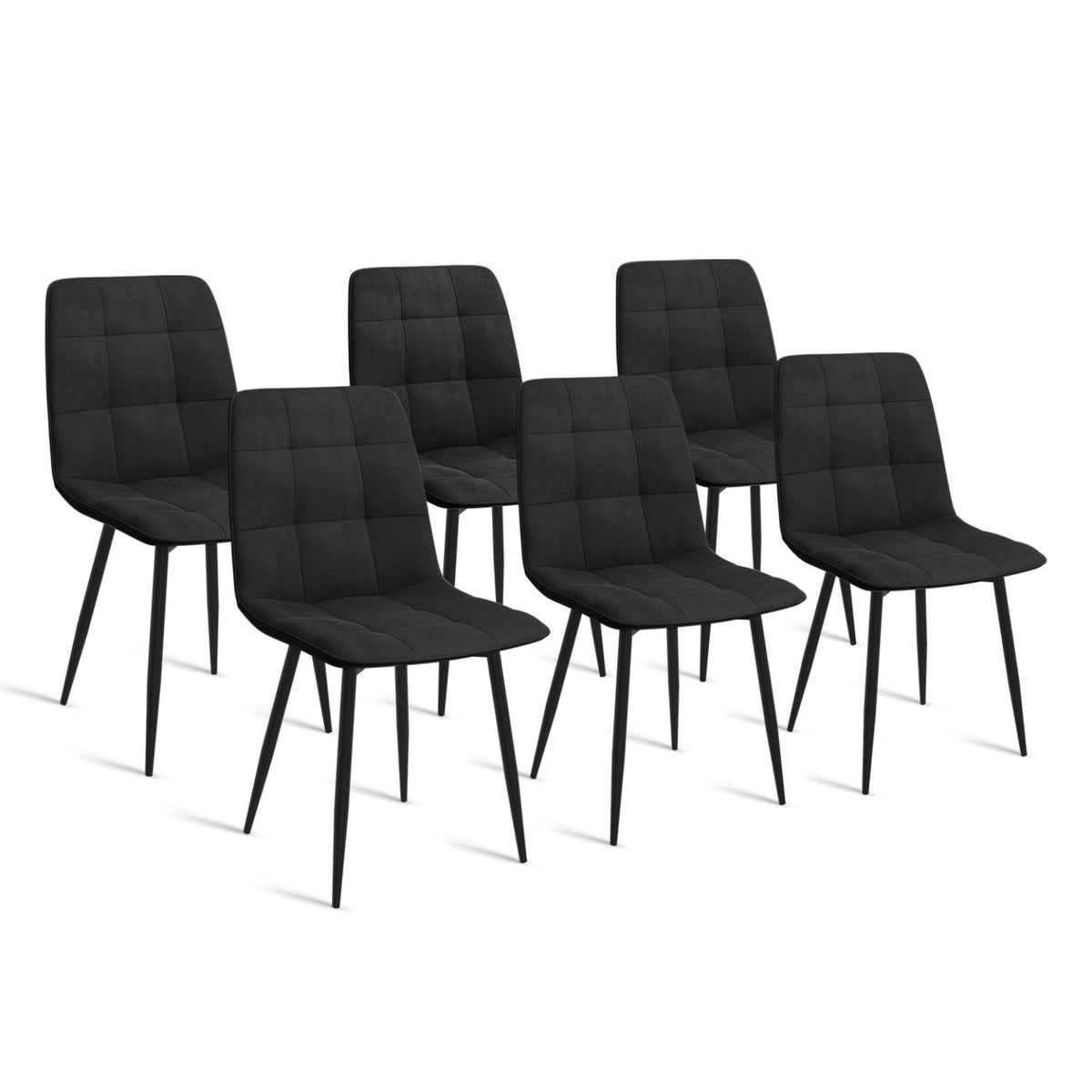 Lot de 6 chaises MILA en velours noir pour salle à manger