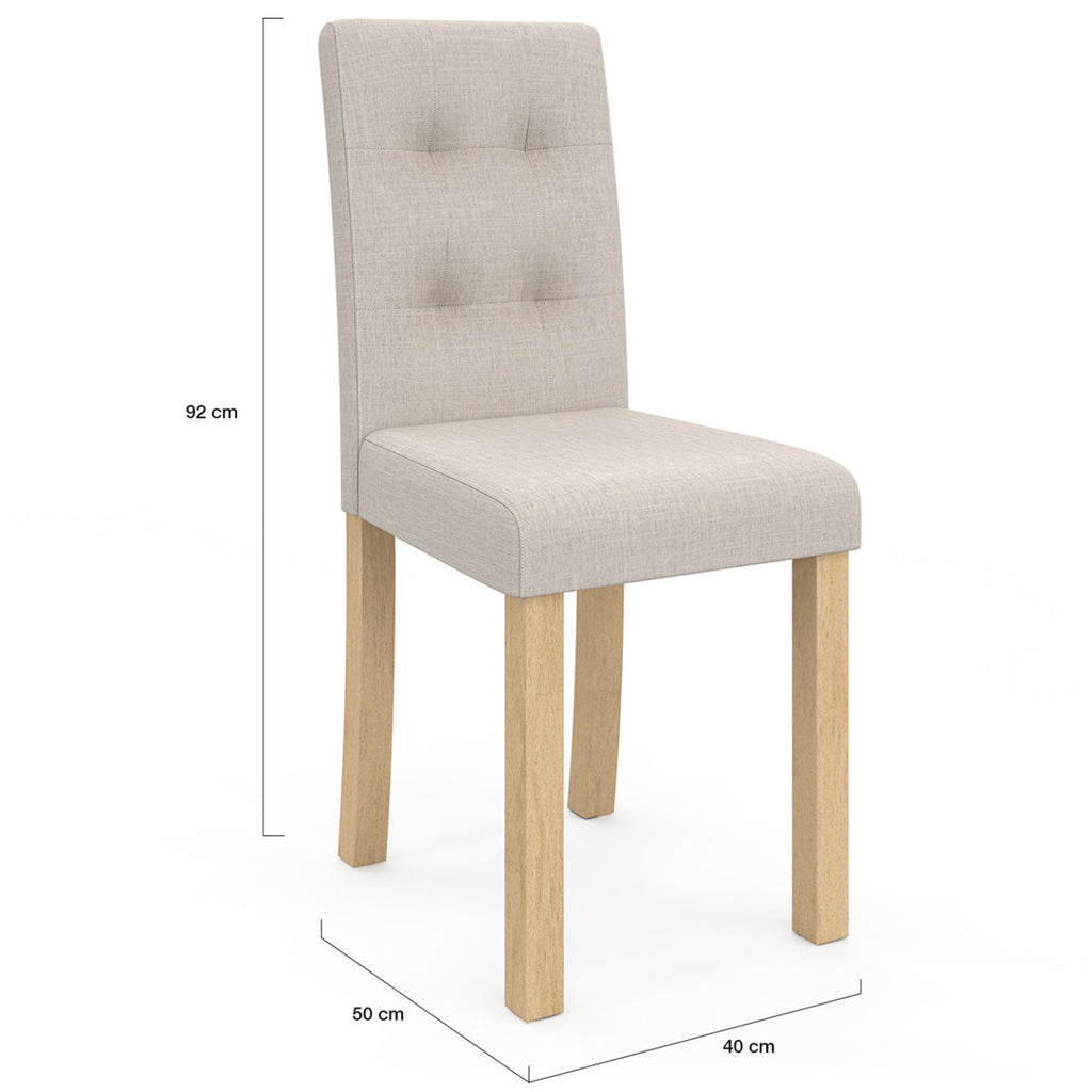 Lot de 6 chaises POLGA capitonnées beiges pour salle à manger