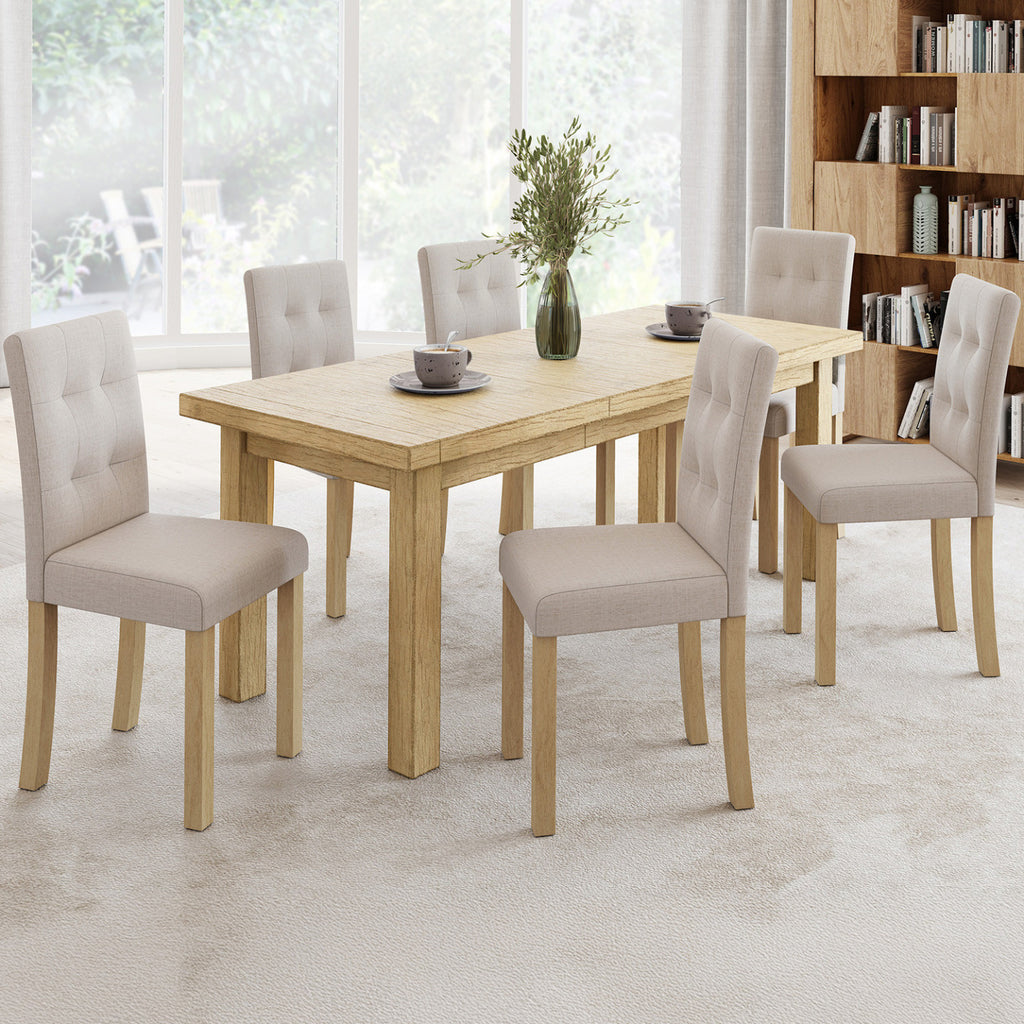 Lot de 6 chaises POLGA capitonnées beiges pour salle à manger