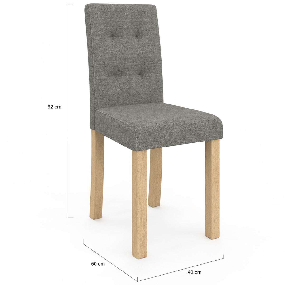 Lot de 6 chaises POLGA capitonnées grises pour salle à manger