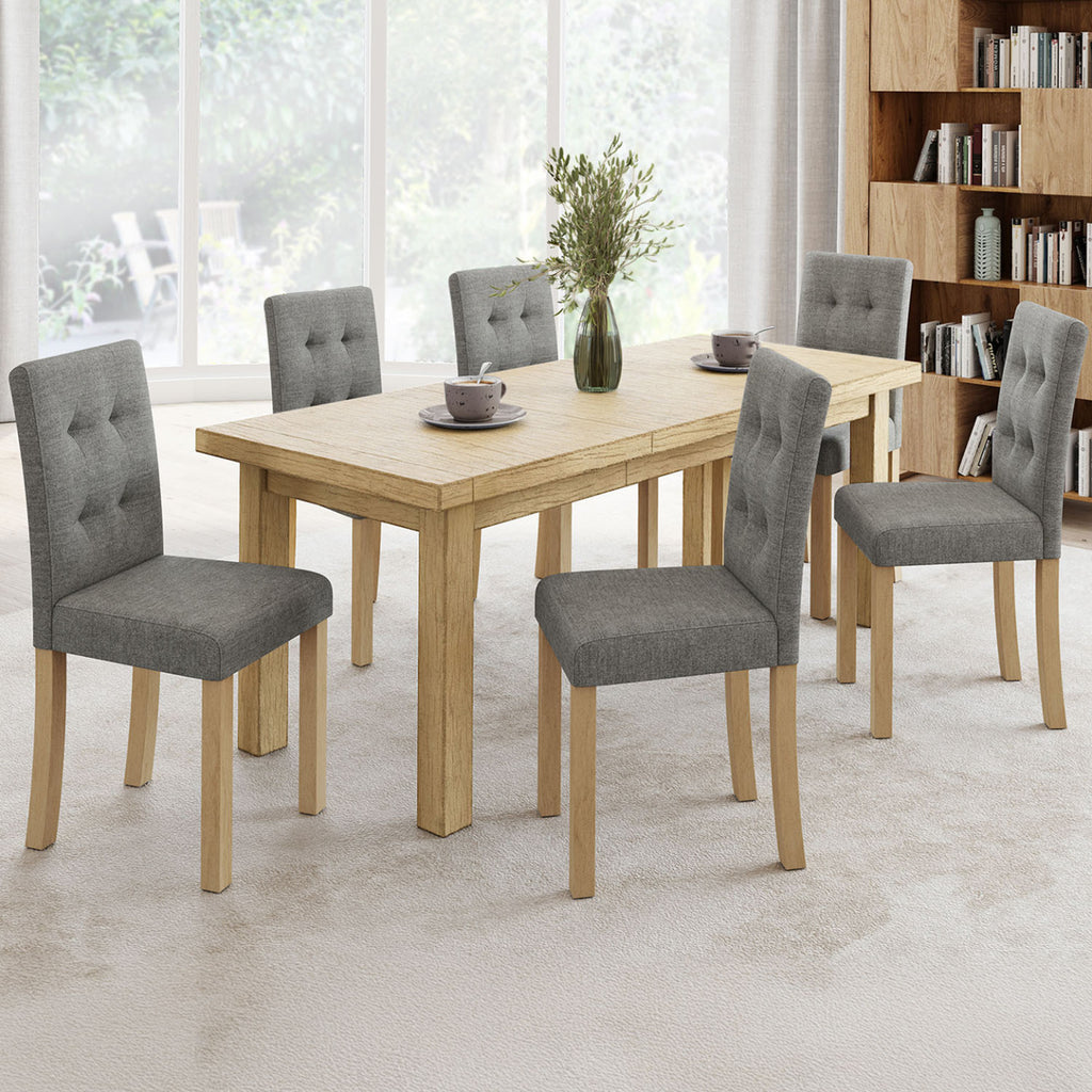 Lot de 6 chaises POLGA capitonnées grises pour salle à manger