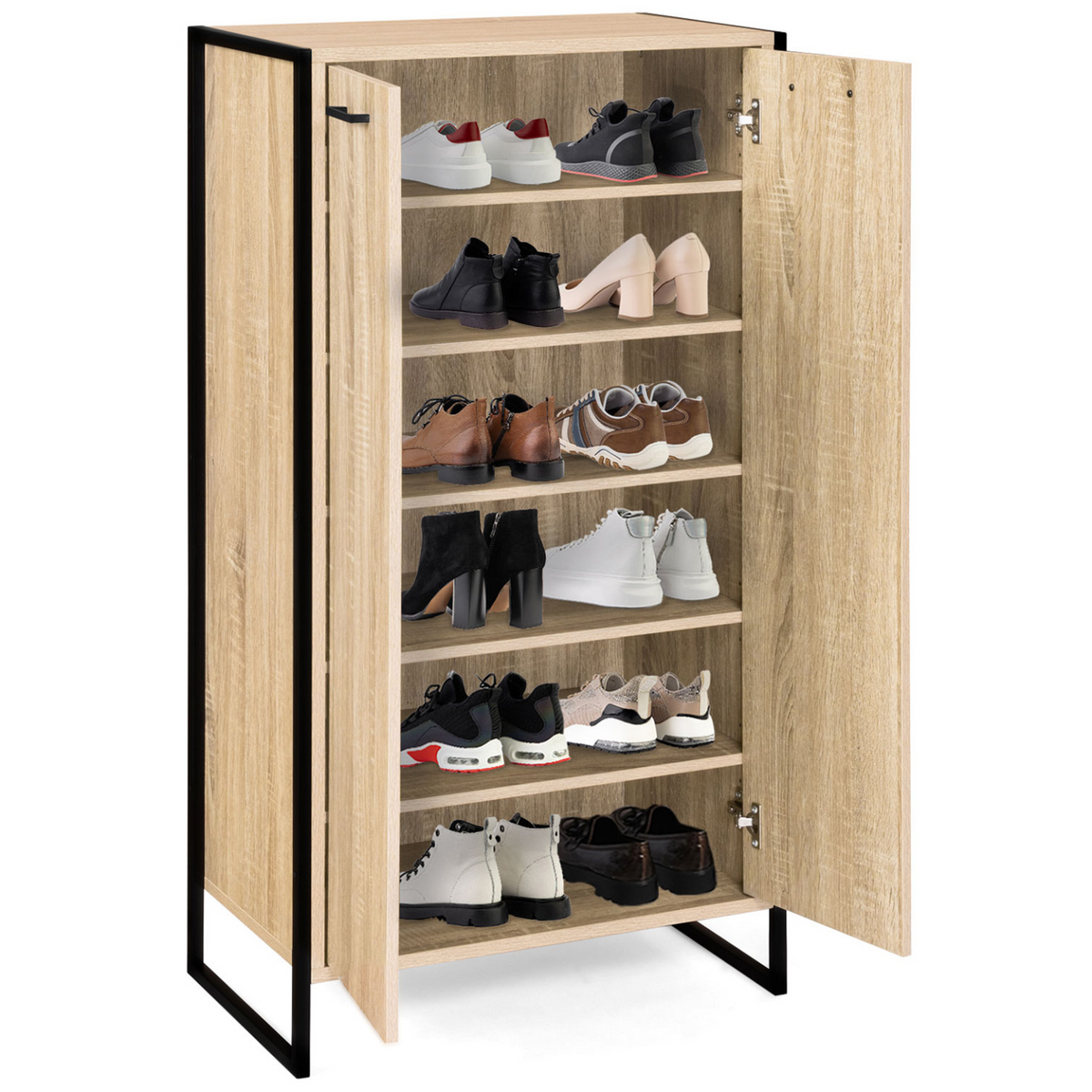 Armoire à chaussures 18 paires LUIS 2 portes design industriel