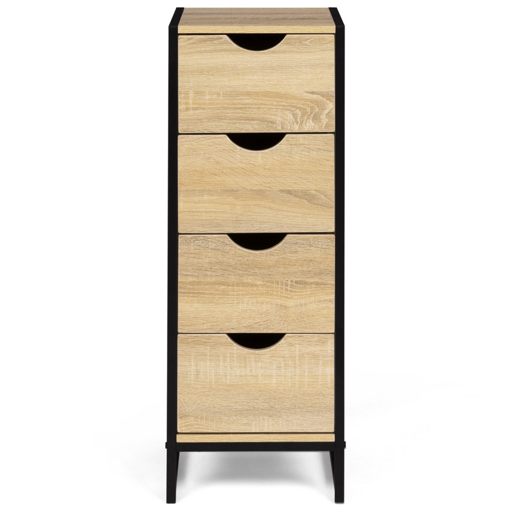 Meuble d'appoint 4 tiroirs DETROIT 30x30x80 cm chiffonnier pour entrée salle de bain design industriel