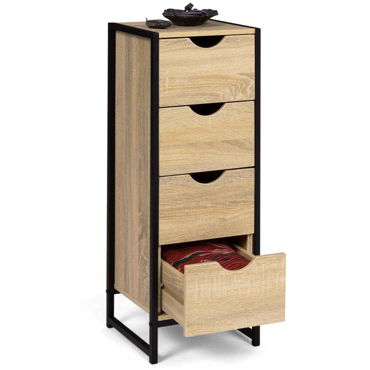 Meuble d'appoint 4 tiroirs DETROIT 30x30x80 cm chiffonnier pour entrée salle de bain design industriel