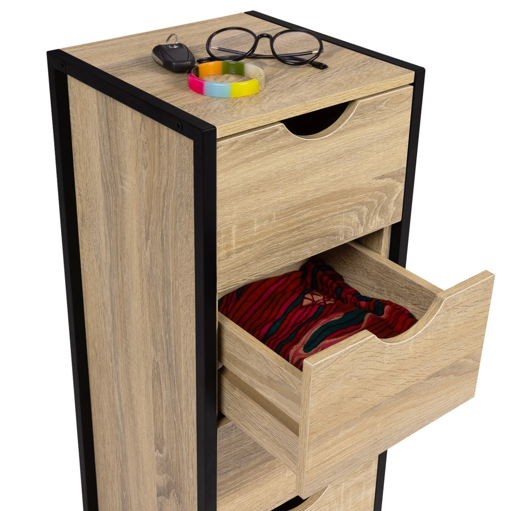 Meuble d'appoint 4 tiroirs DETROIT 30x30x80 cm chiffonnier pour entrée salle de bain design industriel
