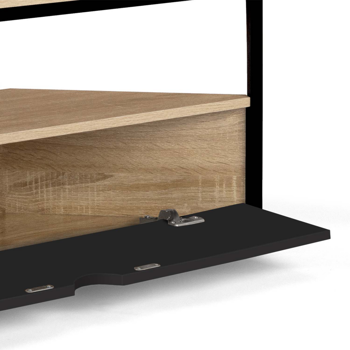 Meuble TV 100 cm d'angle BOSTON avec placard noir design industriel