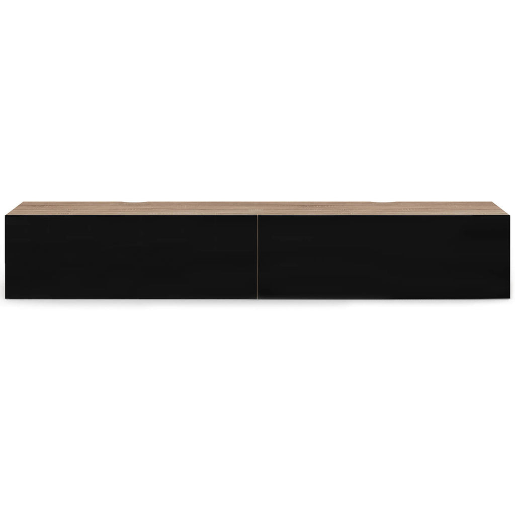 Meuble TV 180 cm suspendu ELIO 2 portes bois et noir