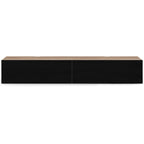 Meuble TV 180 cm suspendu ELIO 2 portes bois et noir