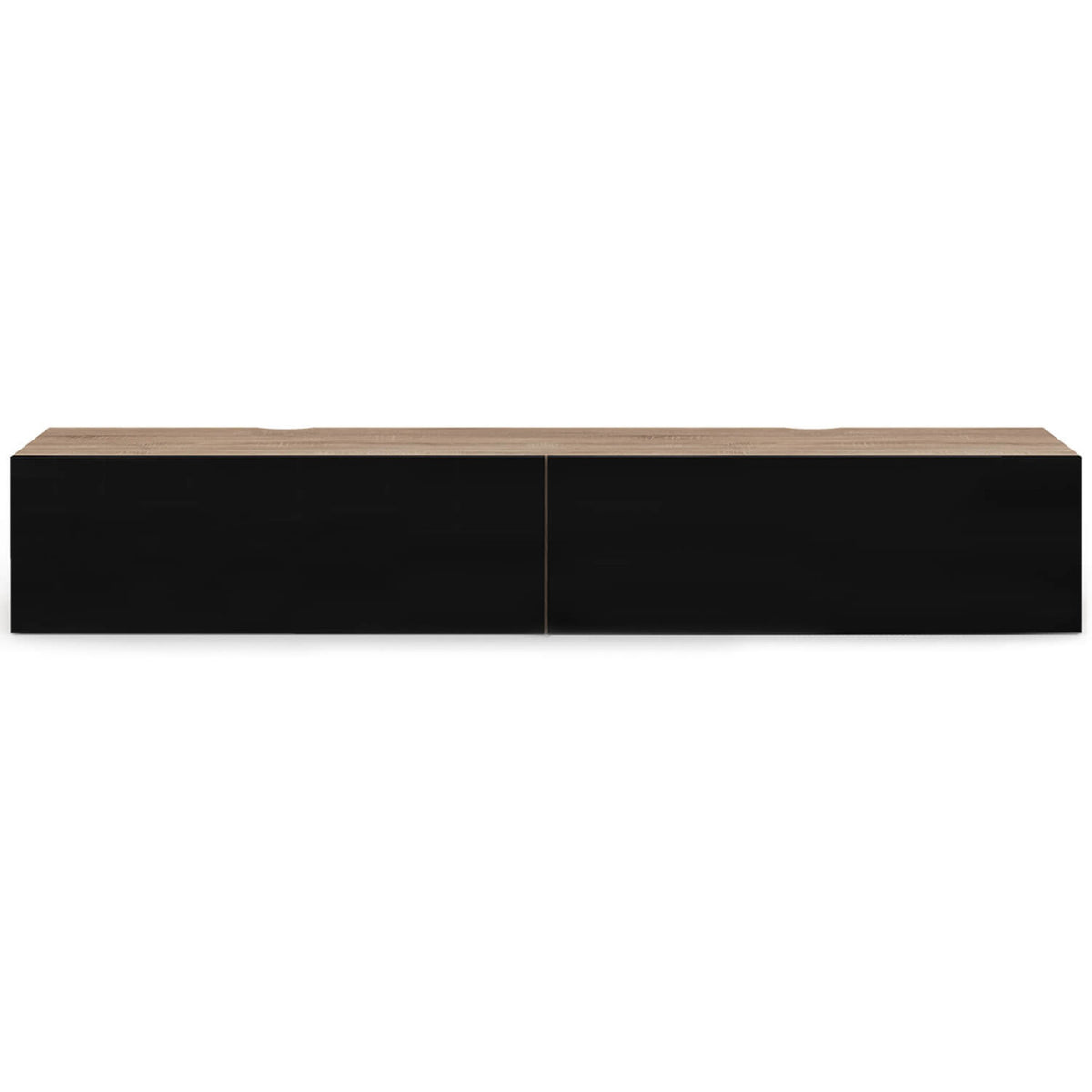 Meuble TV 180 cm suspendu ELIO 2 portes bois et noir