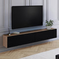 Meuble TV 180 cm suspendu ELIO 2 portes bois et noir