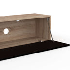 Meuble TV 180 cm suspendu ELIO 2 portes bois et noir