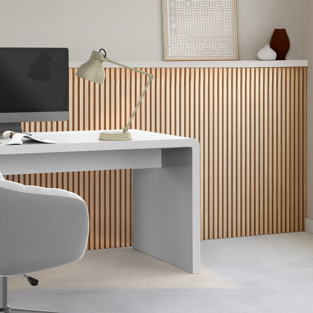 Panneaux acoustiques en tasseaux de bois 240 x 60 cm effet chêne clair et noir