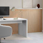 Panneaux acoustiques en tasseaux de bois 240 x 60 cm effet chêne clair et noir