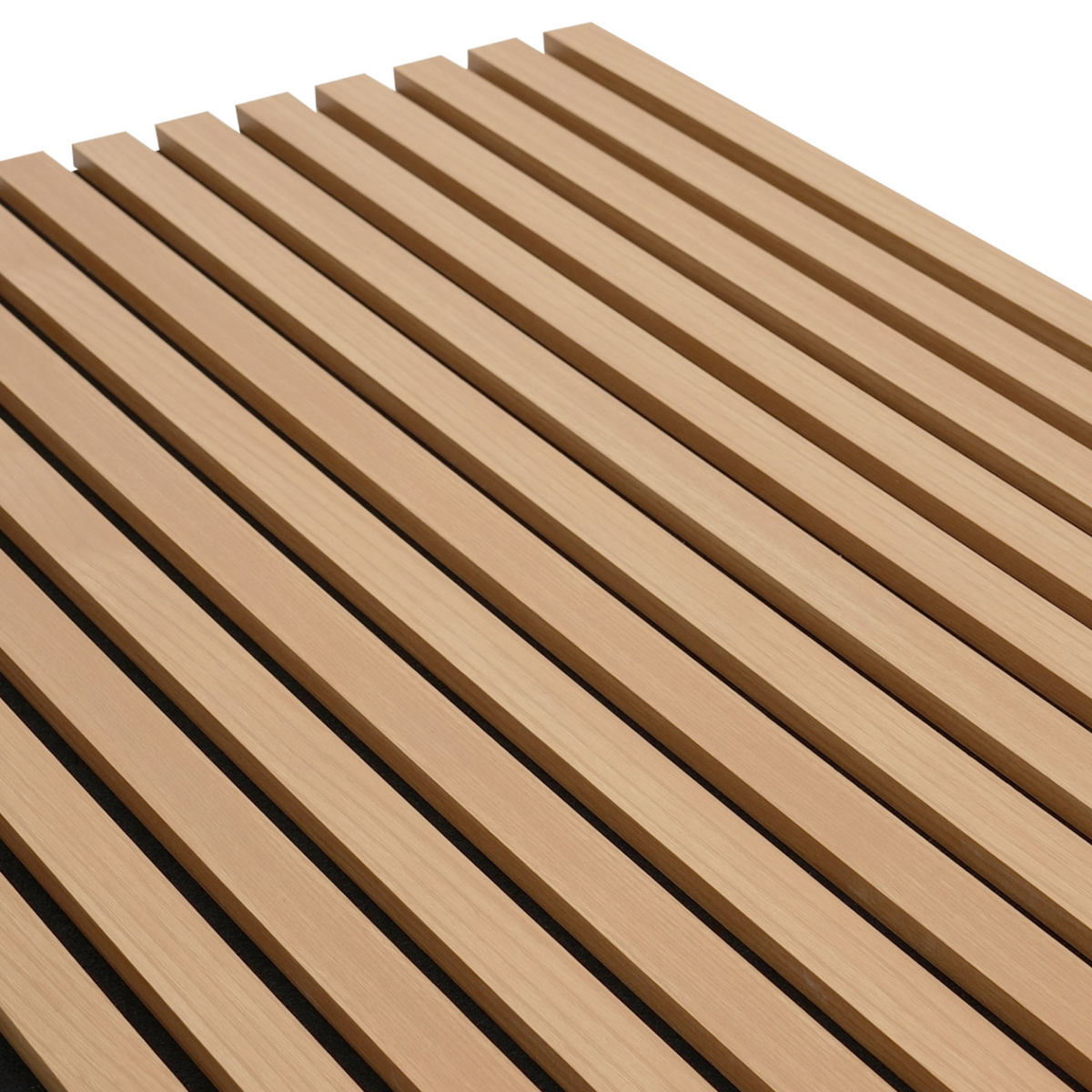 Panneaux acoustiques en tasseaux de bois 240 x 60 cm effet chêne clair et noir