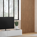 Panneaux acoustiques en tasseaux de bois 240 x 60 cm effet chêne clair et noir