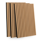 Panneaux acoustiques en tasseaux de bois 240 x 60 cm effet chêne clair et noir