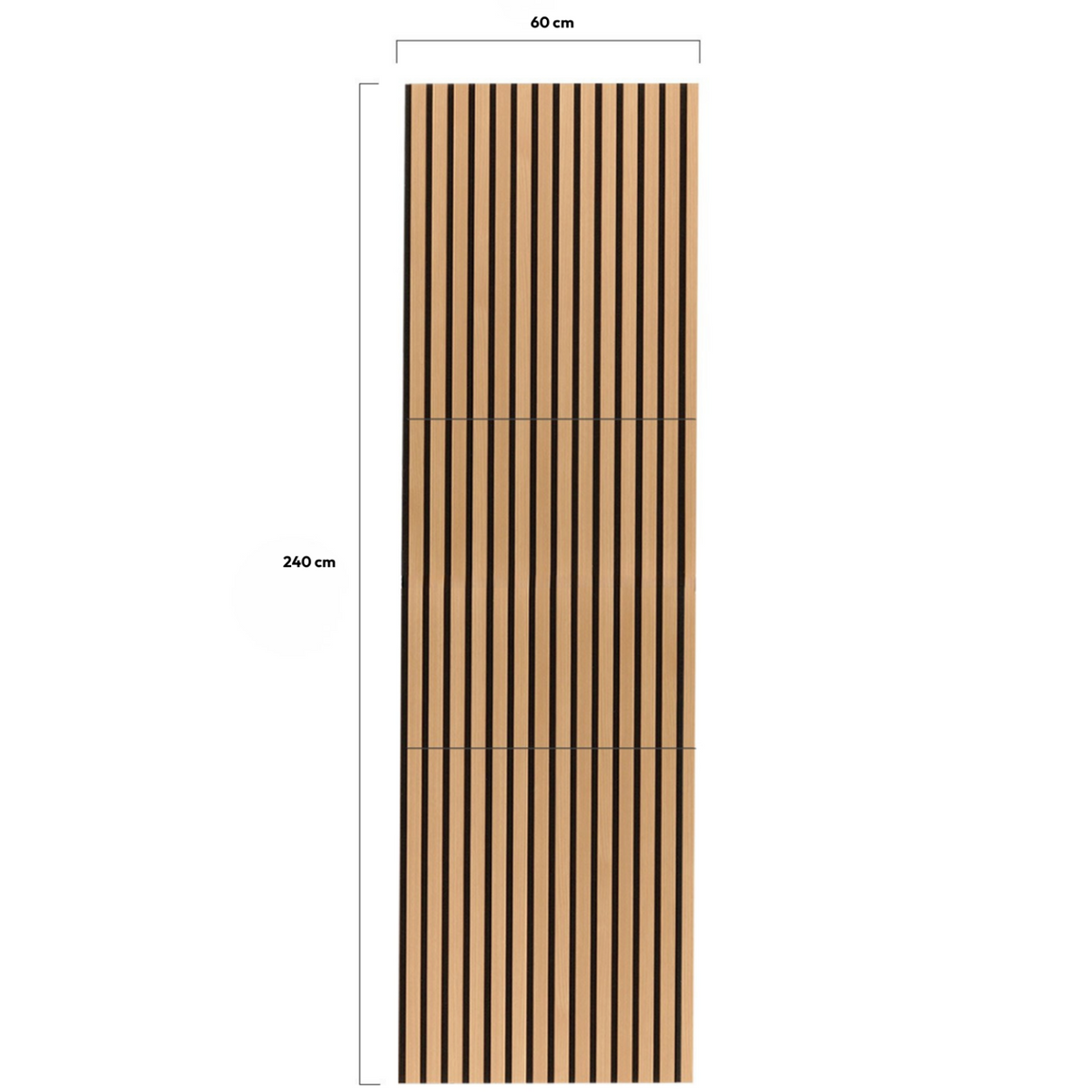 Panneaux acoustiques en tasseaux de bois 240 x 60 cm effet chêne clair et noir