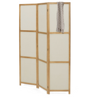 Paravent intérieur bois et tissu beige