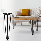 Lot de 4 pieds épingle 40,5 cm pour table noir design industriel