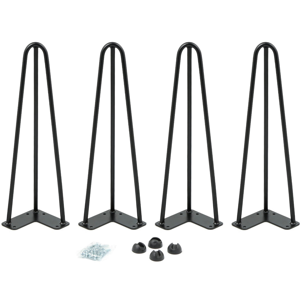 Lot de 4 pieds épingle 40,5 cm pour table noir design industriel