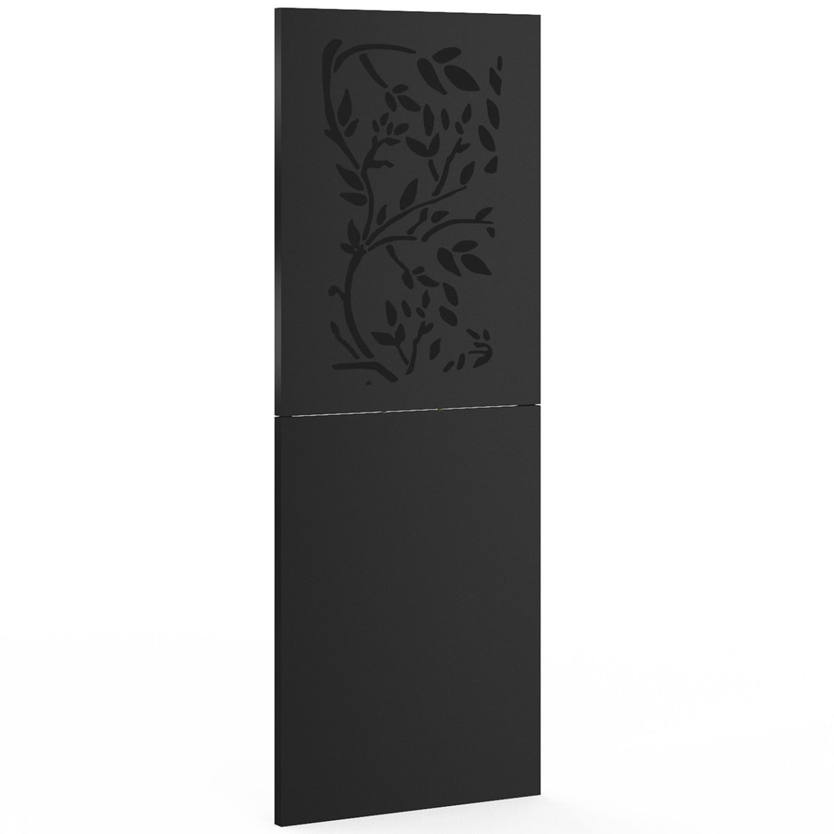 Plaque de protection murale poêle à granulés/bois 80 x 120 cm métal noir motif floral