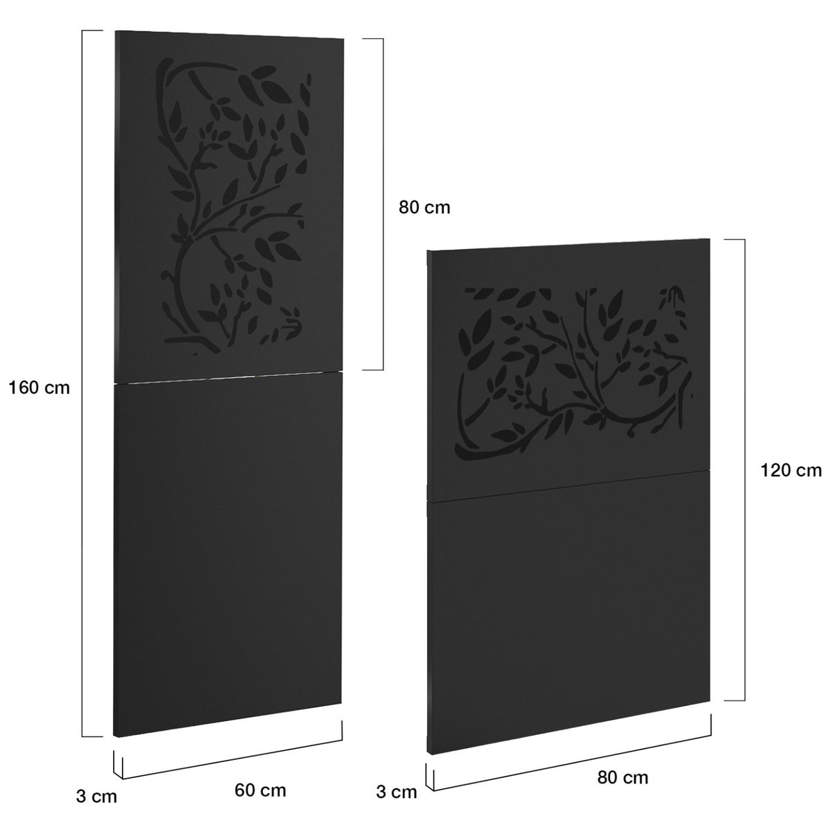 Plaque de protection murale poêle à granulés/bois 80 x 120 cm métal noir motif floral