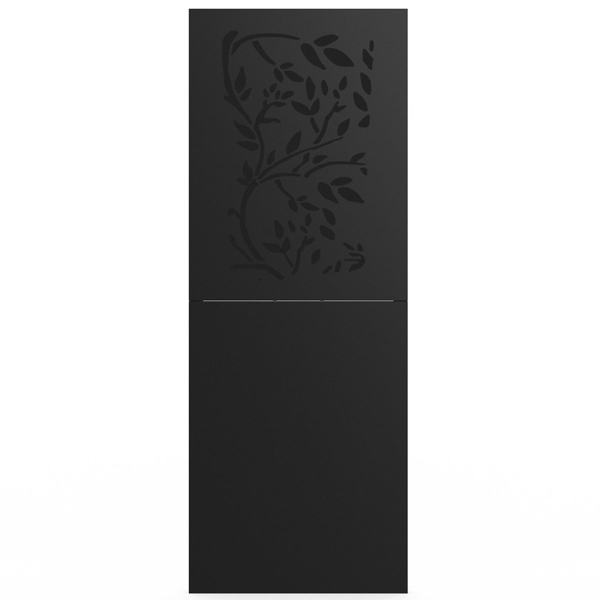 Plaque de protection murale poêle à granulés/bois 80 x 120 cm métal noir motif floral