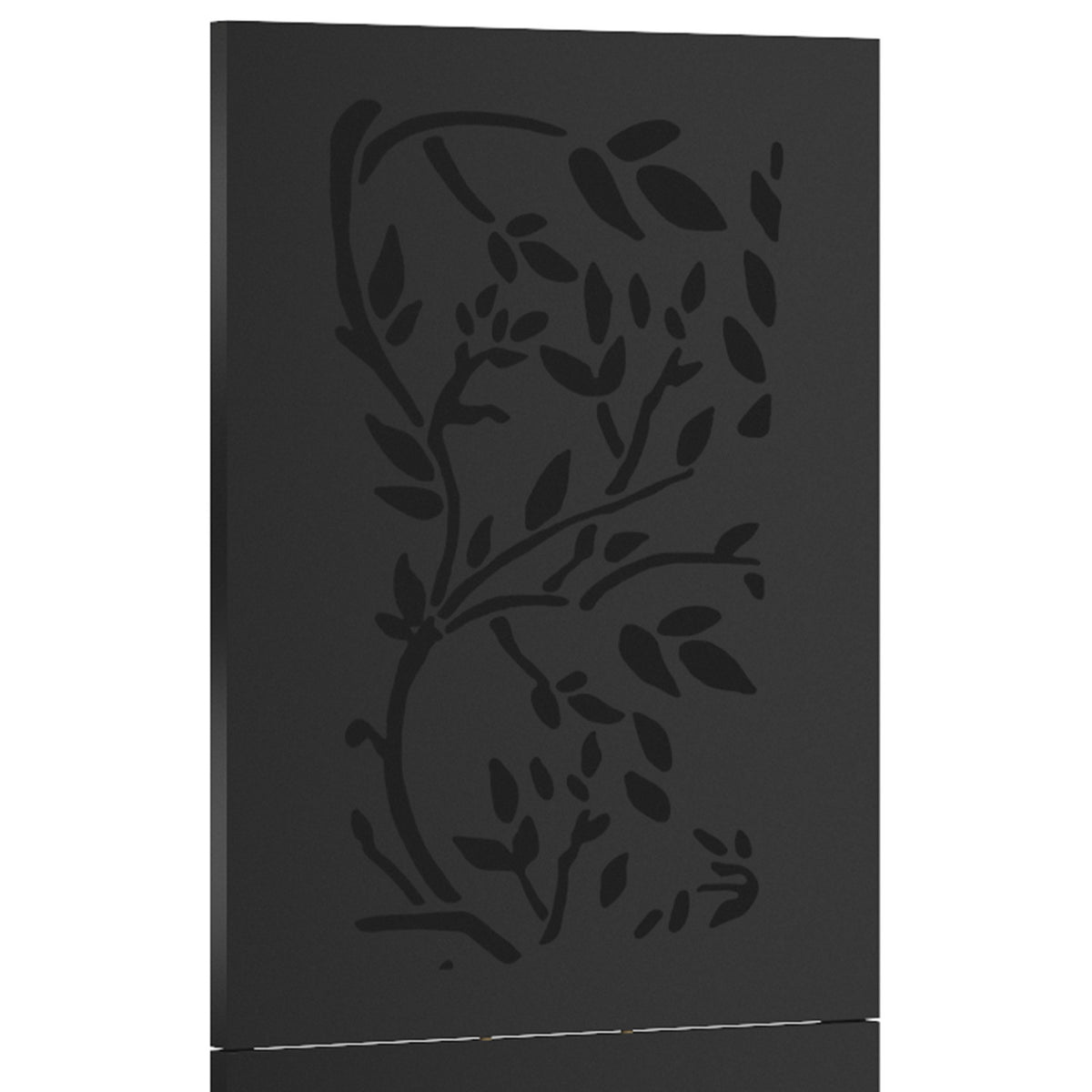 Plaque de protection murale poêle à granulés/bois 80 x 120 cm métal noir motif floral