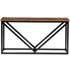Range bûches horizontal HAWKINS acier noir plateau bois foncé pour cheminée