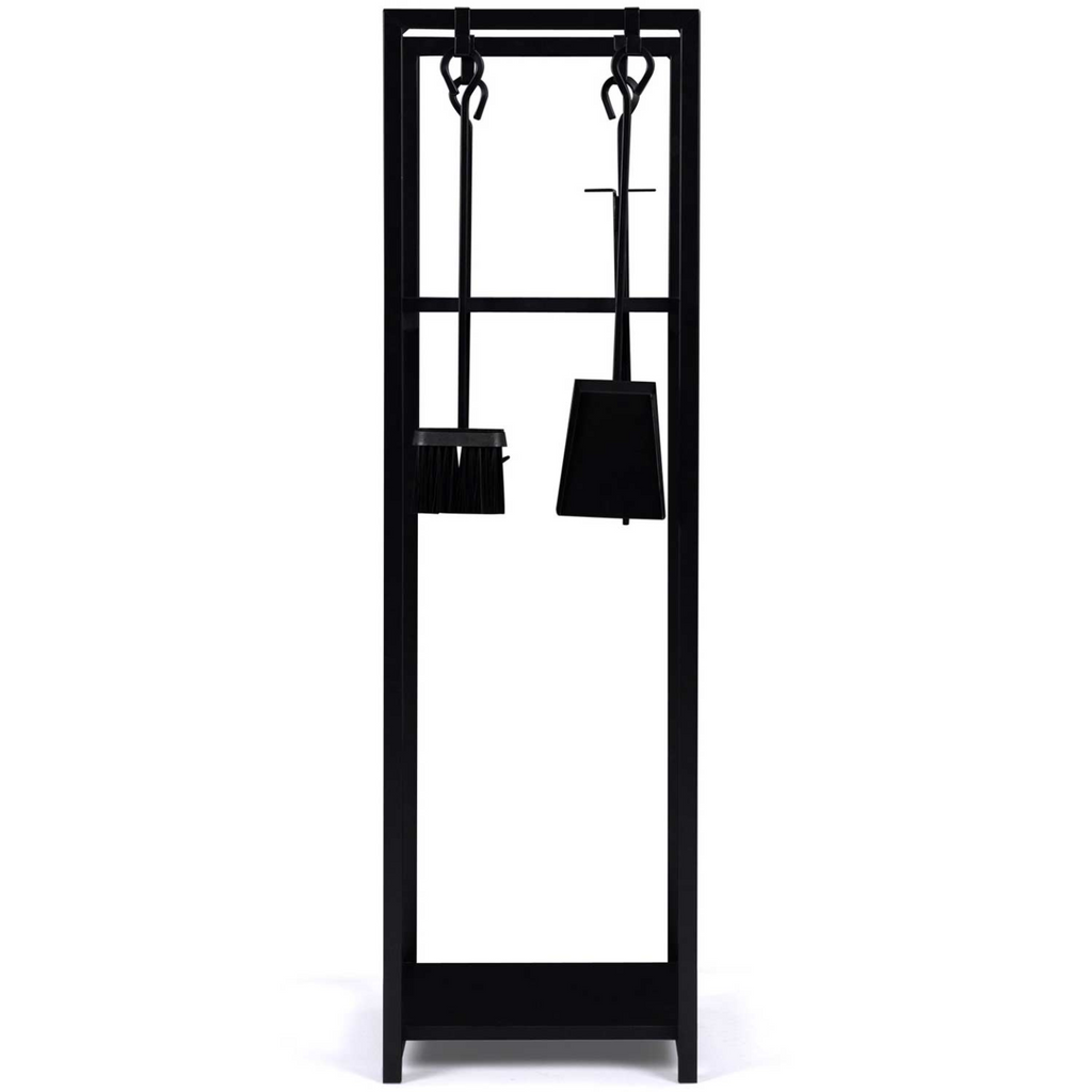 Range bûches vertical avec accessoires 2 étagères H.112 CM pour cheminée