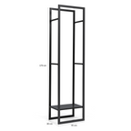 Range bûches vertical acier noir avec étagère et accessoires H. 170 CM pour cheminée