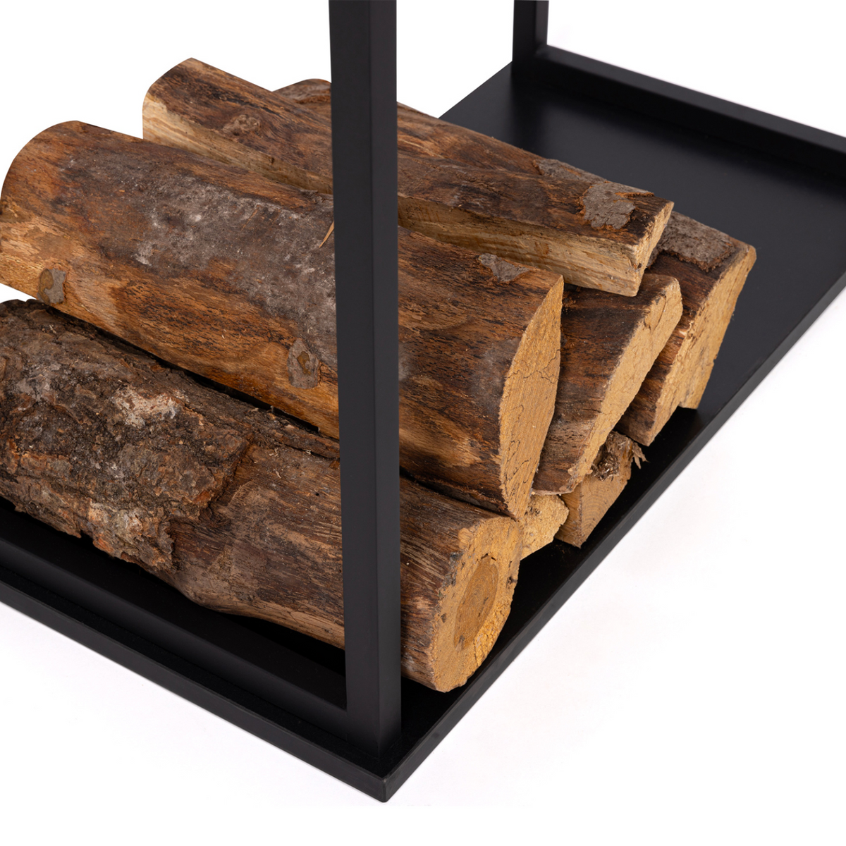 Range bûches vertical large avec 2 étagères 33 x 66 x 112 cm pour cheminée