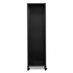 Range bûches vertical plein acier noir H. 119 CM pour cheminée avec roulettes