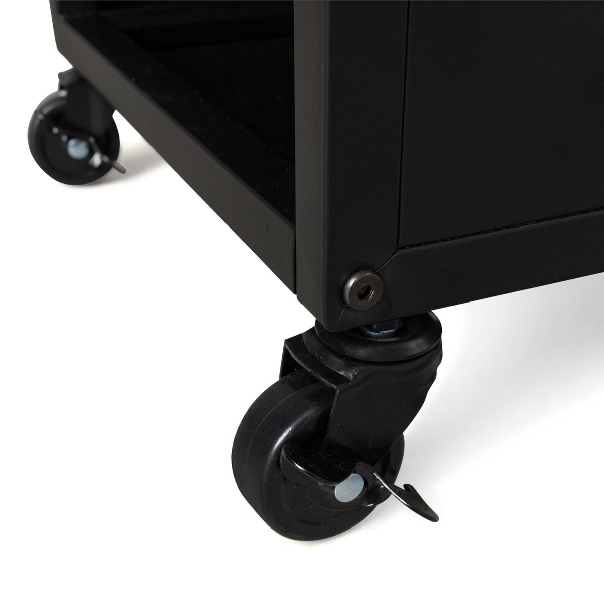 Range bûches vertical plein acier noir H. 119 CM pour cheminée avec roulettes