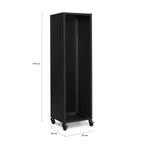 Range bûches vertical plein acier noir H. 119 CM pour cheminée avec roulettes