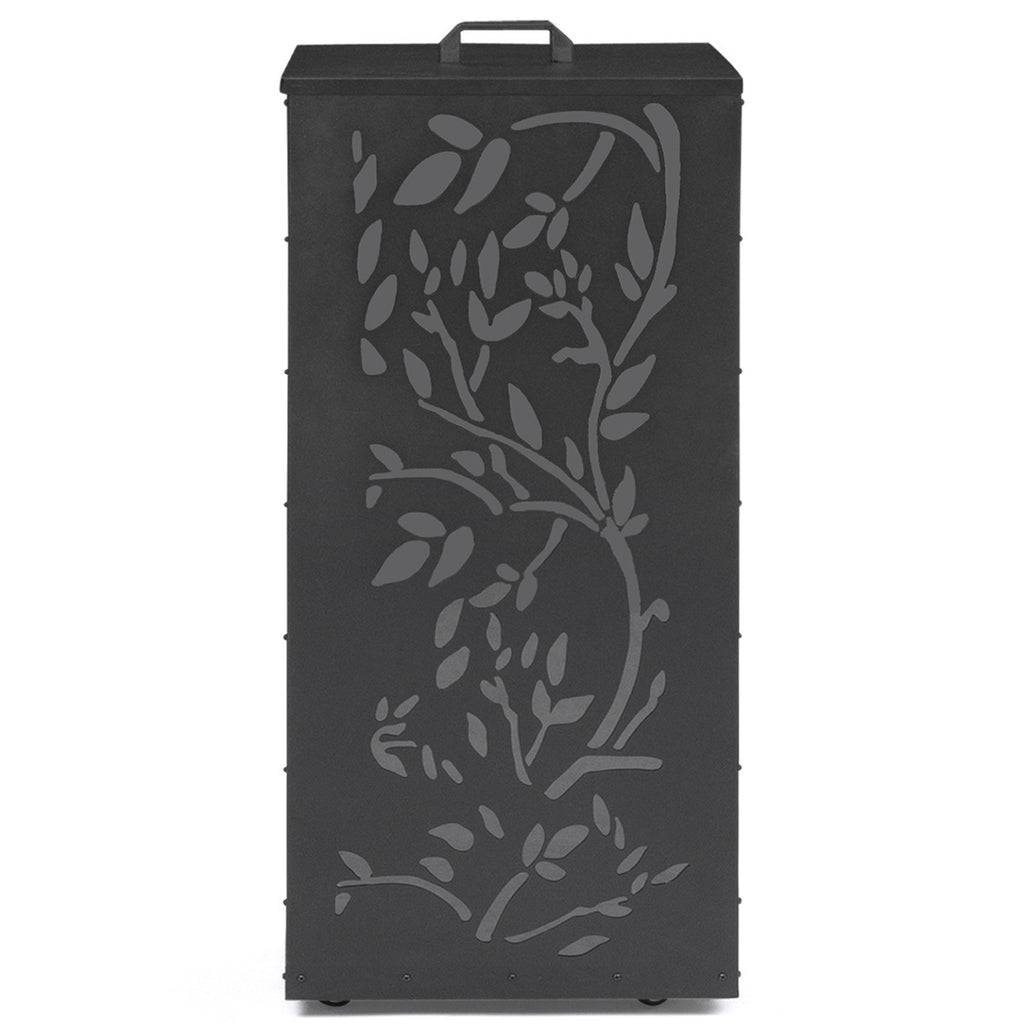 Réservoir à granulés 45 kg noir rangement à pellets 36 x 36 x 76 cm - motif floral