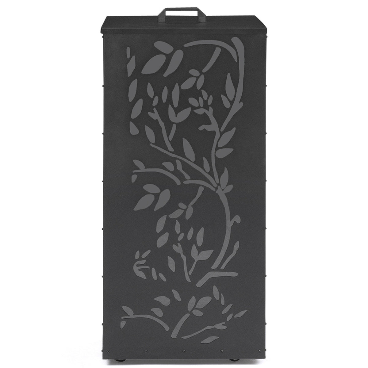 Réservoir à granulés 45 kg noir rangement à pellets 36 x 36 x 76 cm - motif floral
