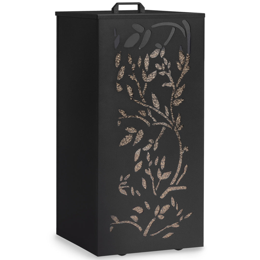 Réservoir à granulés 45 kg noir rangement à pellets 36 x 36 x 76 cm - motif floral
