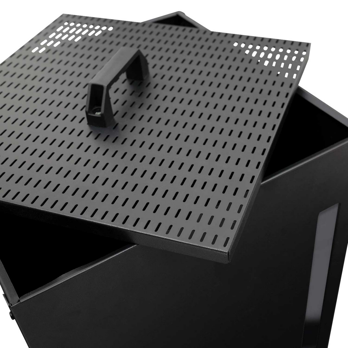 Réservoir à granulés 45 kg noir rangement à pellets 36 x 36 x 76 cm